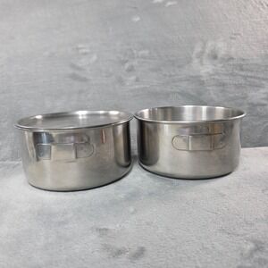 Vintage Lifetime Stainless Steel Camp Bowls 2 Bowls‎ 1 Lid  5.25 Inch